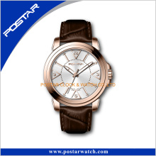 Famous Brand Ladies Men′s Rose Gold China Products Wrist Watch with Leather Strap